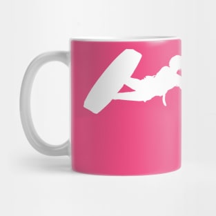 Kiter Silhouette In White Kitesurfer Action Vector Art Mug